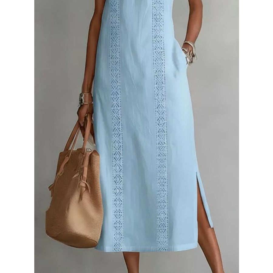 Full Size Side Slit Sleeveless Midi Dress Plus Size Apparel and Accessories