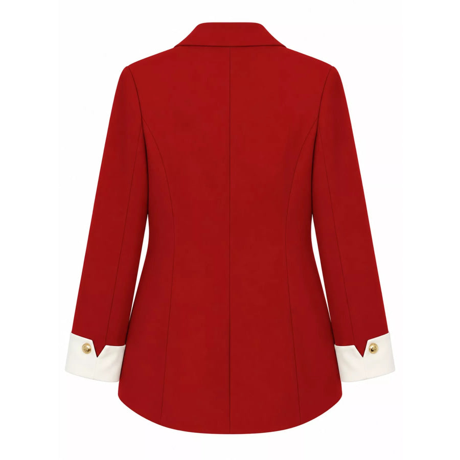 Full Size Single-Breasted Blazer with Gold Button Accents Plus Apparel and Accessories