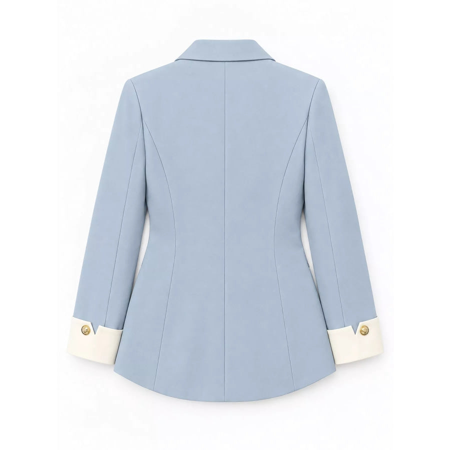 Full Size Single-Breasted Blazer with Gold Button Accents Plus Apparel and Accessories
