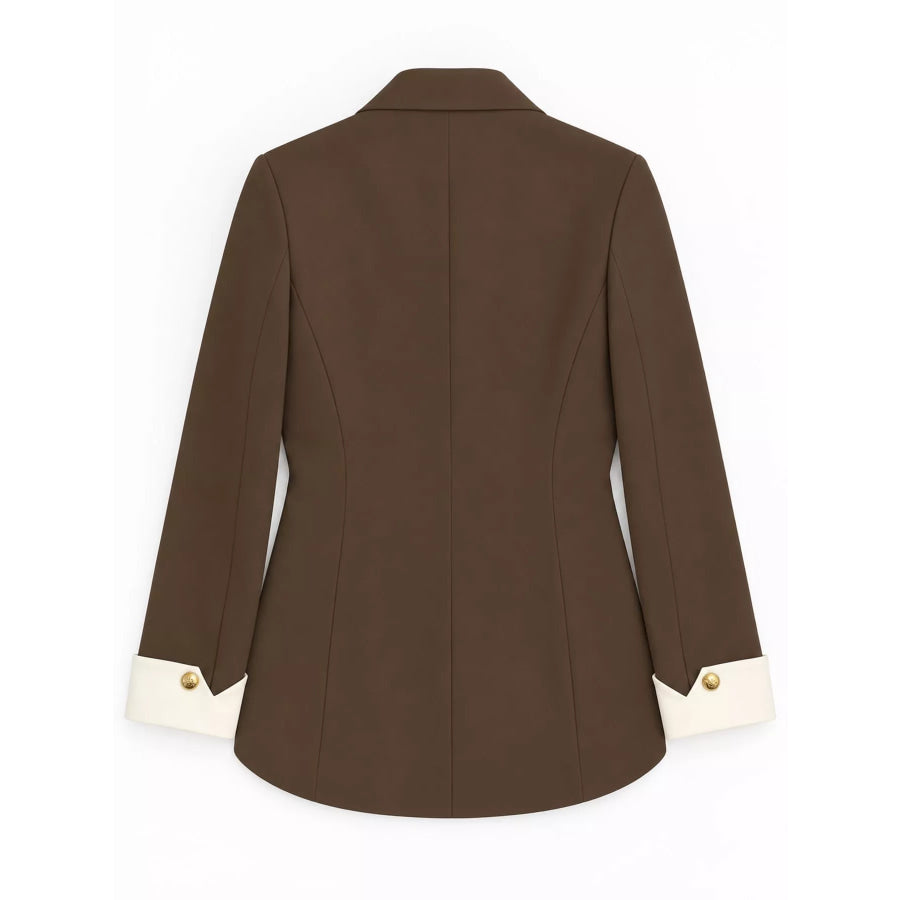 Full Size Single-Breasted Blazer with Gold Button Accents Plus Apparel and Accessories