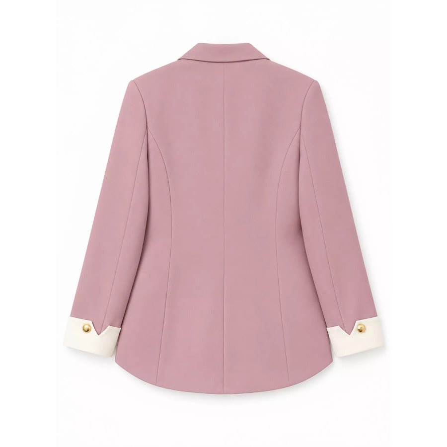 Full Size Single-Breasted Blazer with Gold Button Accents Plus Apparel and Accessories