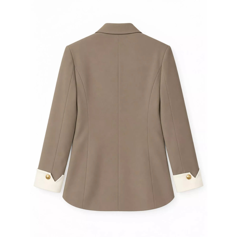 Full Size Single-Breasted Blazer with Gold Button Accents Plus Apparel and Accessories