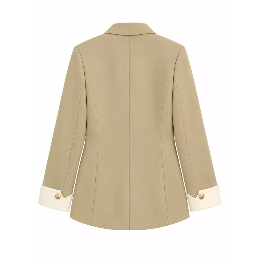 Full Size Single-Breasted Blazer with Gold Button Accents Plus Apparel and Accessories
