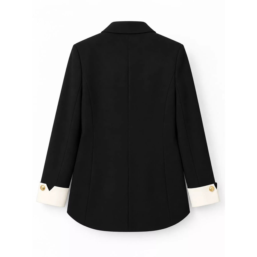 Full Size Single-Breasted Blazer with Gold Button Accents Plus Apparel and Accessories