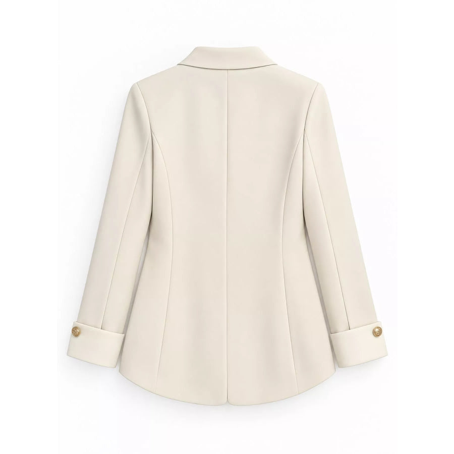 Full Size Single-Breasted Blazer with Gold Button Accents Plus Apparel and Accessories