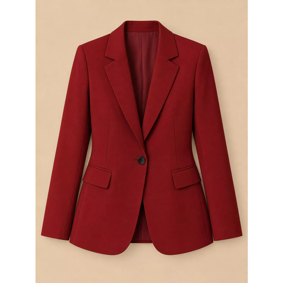 Full Size Single-Button Slim Fit Blazer Plus Apparel and Accessories