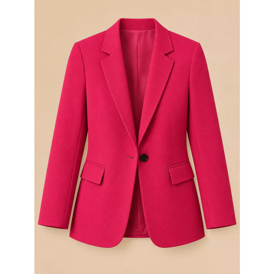 Full Size Single-Button Slim Fit Blazer Plus Apparel and Accessories