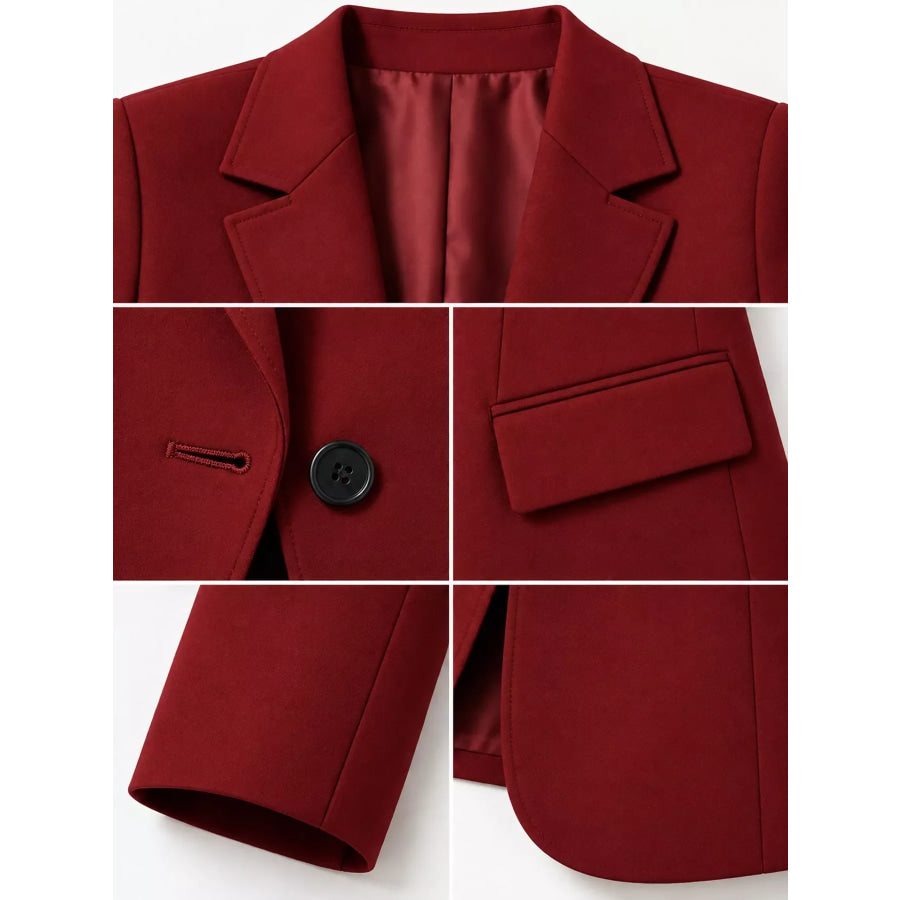 Full Size Single-Button Slim Fit Blazer Plus Apparel and Accessories