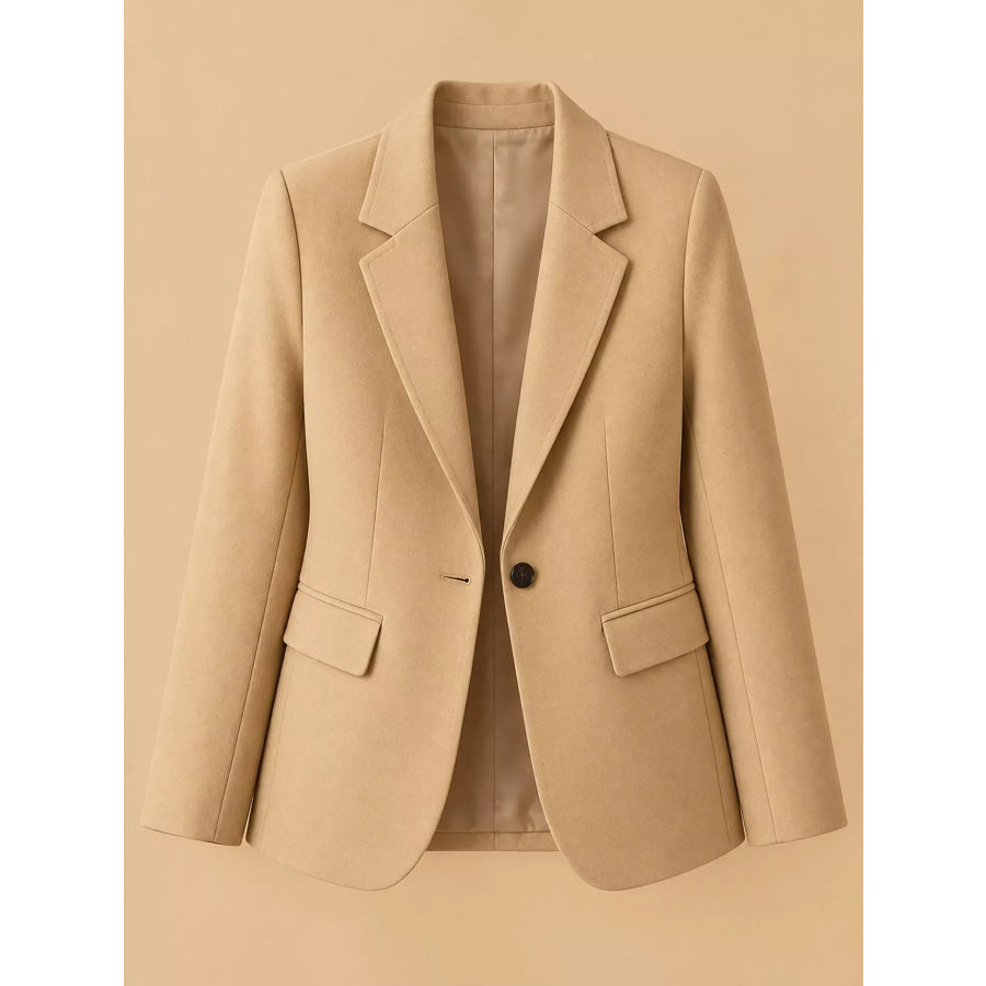Full Size Single-Button Slim Fit Blazer Plus Apparel and Accessories