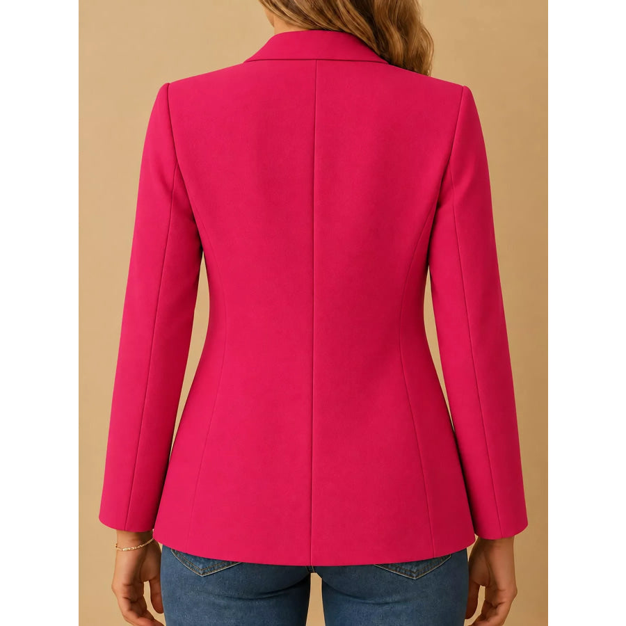 Full Size Single-Button Slim Fit Blazer Plus Apparel and Accessories