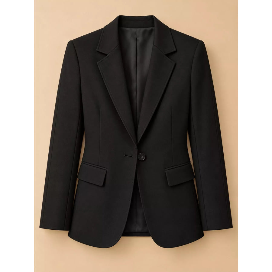 Full Size Single-Button Slim Fit Blazer Plus Apparel and Accessories