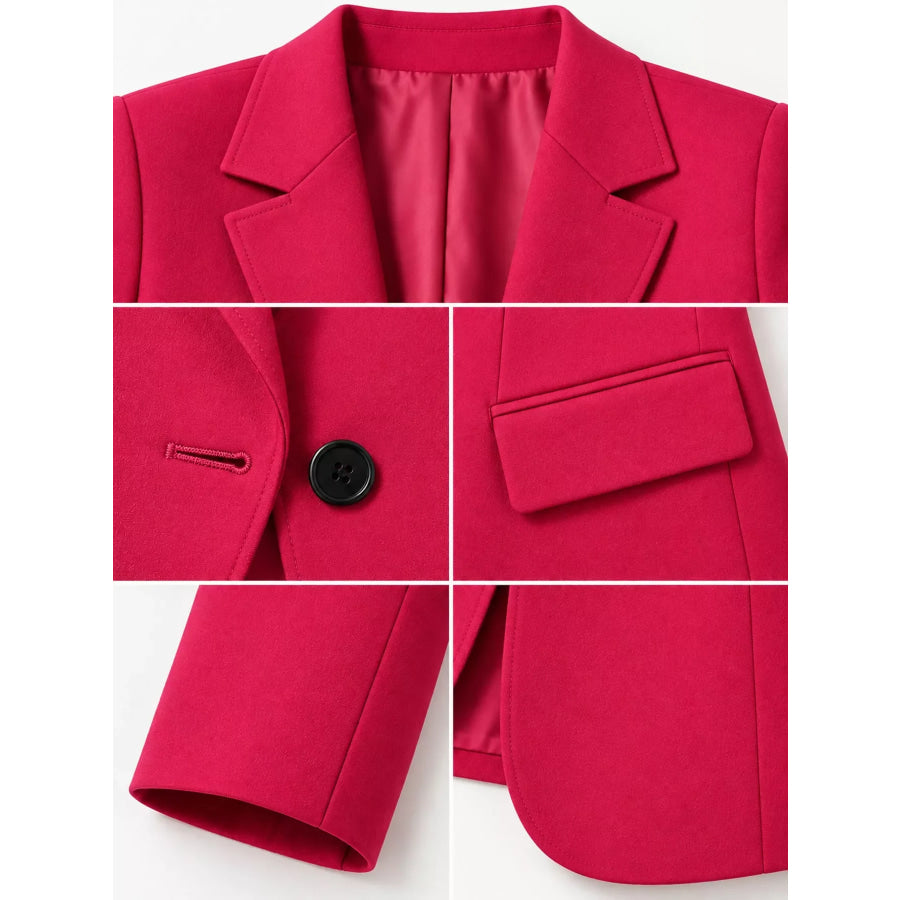 Full Size Single-Button Slim Fit Blazer Plus Apparel and Accessories