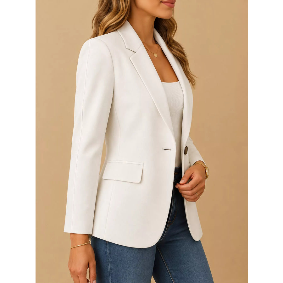 Full Size Single-Button Slim Fit Blazer Plus Apparel and Accessories