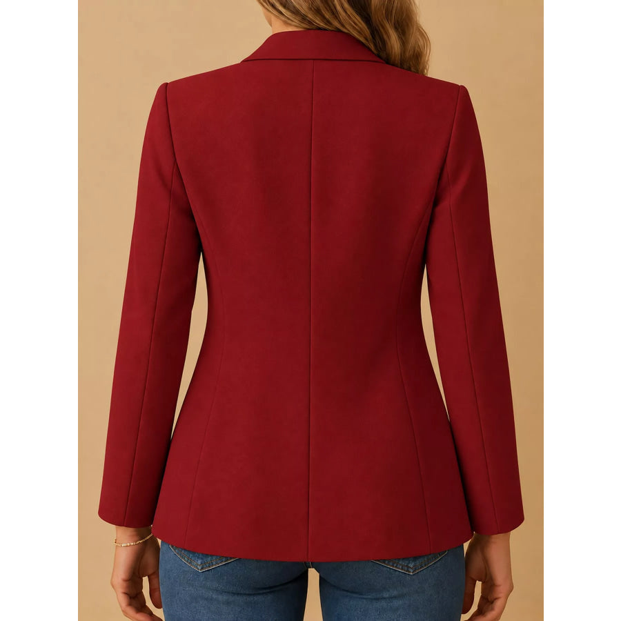 Full Size Single-Button Slim Fit Blazer Plus Apparel and Accessories