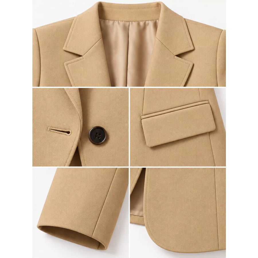 Full Size Single-Button Slim Fit Blazer Plus Apparel and Accessories