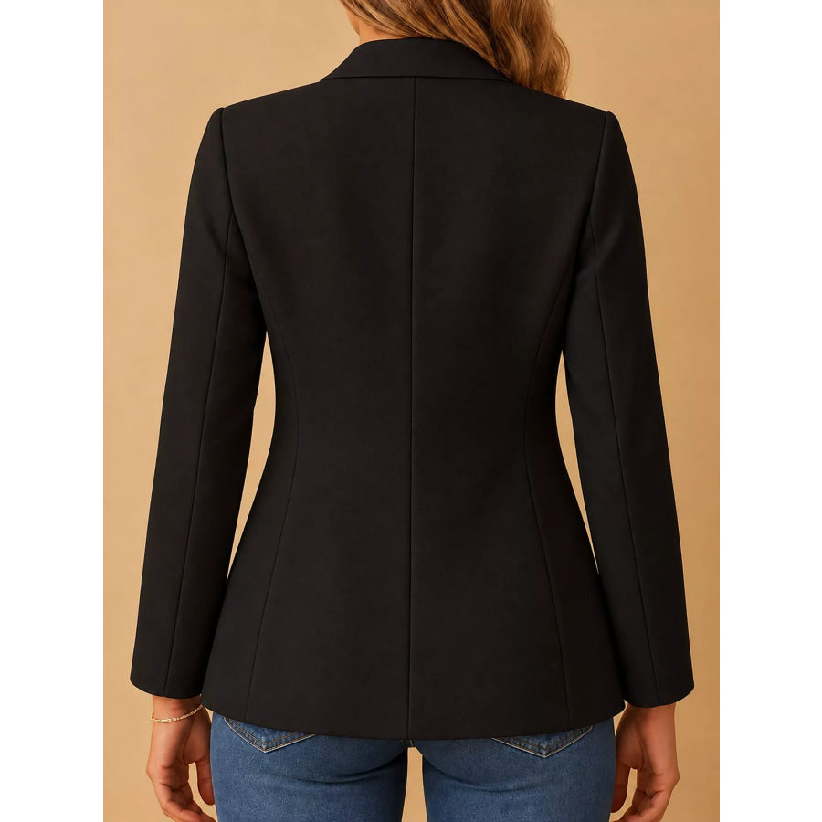 Full Size Single-Button Slim Fit Blazer Plus Apparel and Accessories