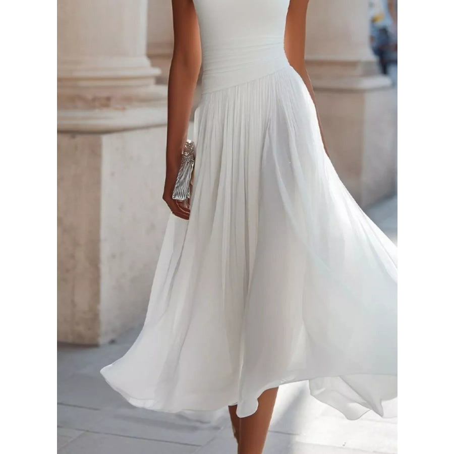 Full Size Sleeveless Cowl Neck Midi Dress Plus Apparel and Accessories