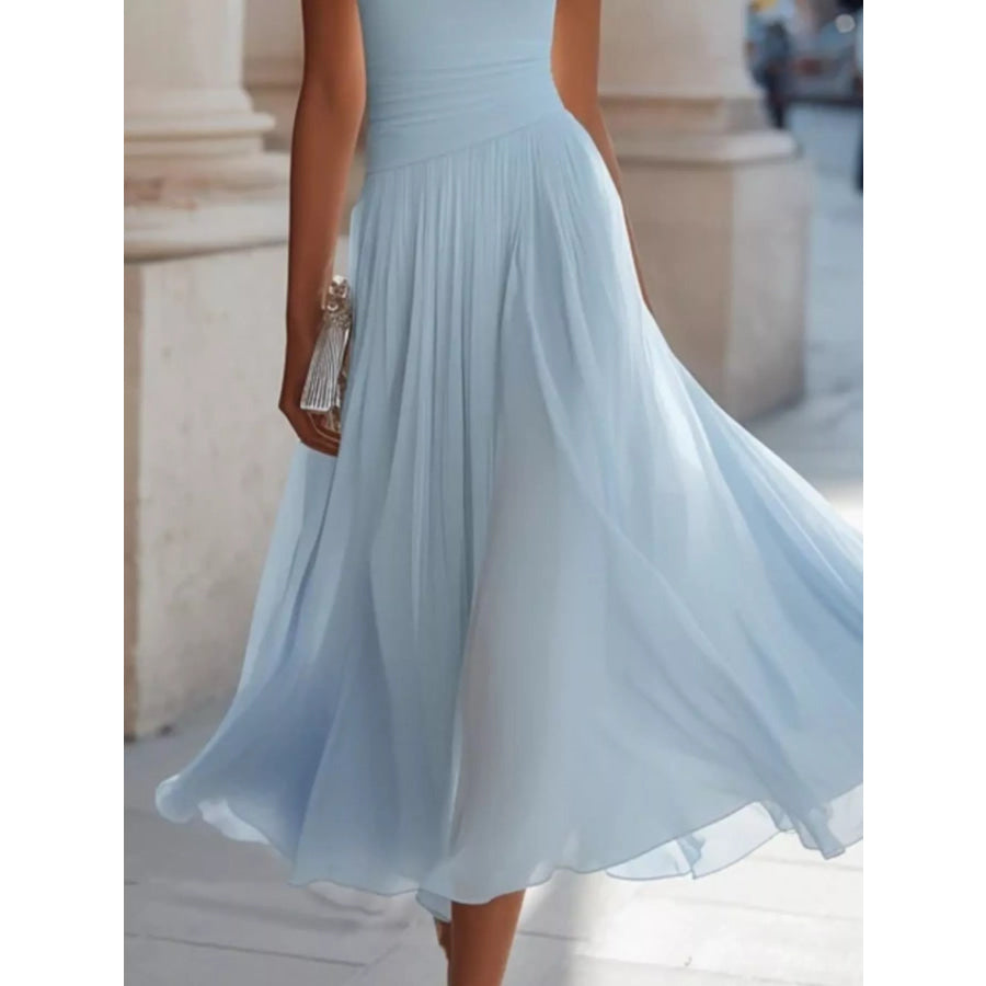 Full Size Sleeveless Cowl Neck Midi Dress Plus Apparel and Accessories