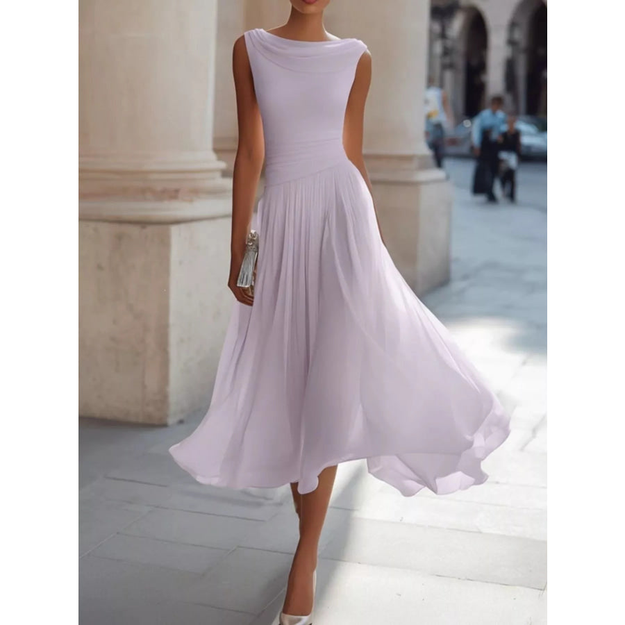 Full Size Sleeveless Cowl Neck Midi Dress Plus Light Purple / S Apparel and Accessories