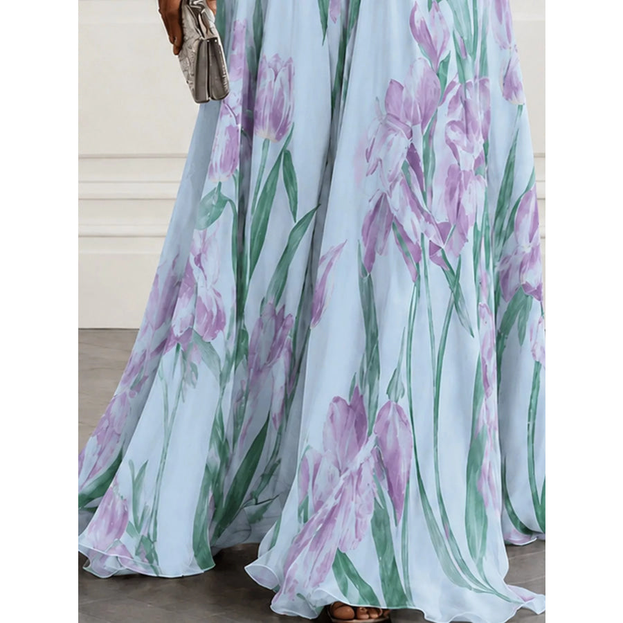 Full Size Sleeveless Floral Print Maxi Dress Plus Apparel and Accessories