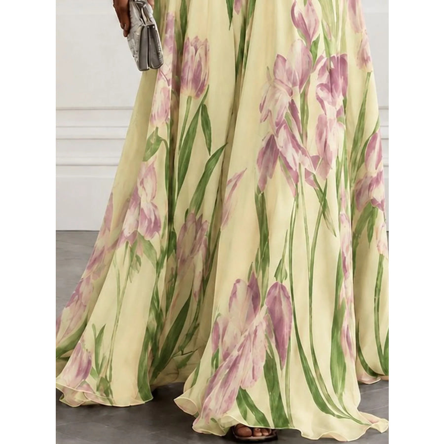 Full Size Sleeveless Floral Print Maxi Dress Plus Apparel and Accessories