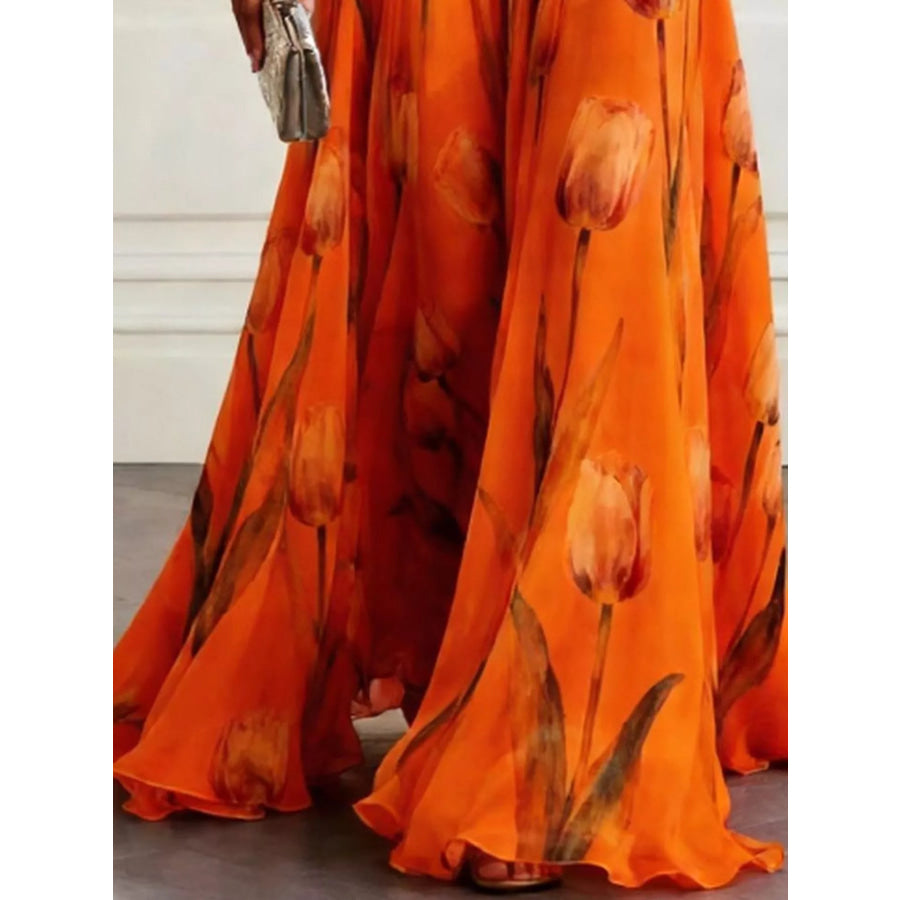 Full Size Sleeveless Floral Print Maxi Dress Plus Apparel and Accessories