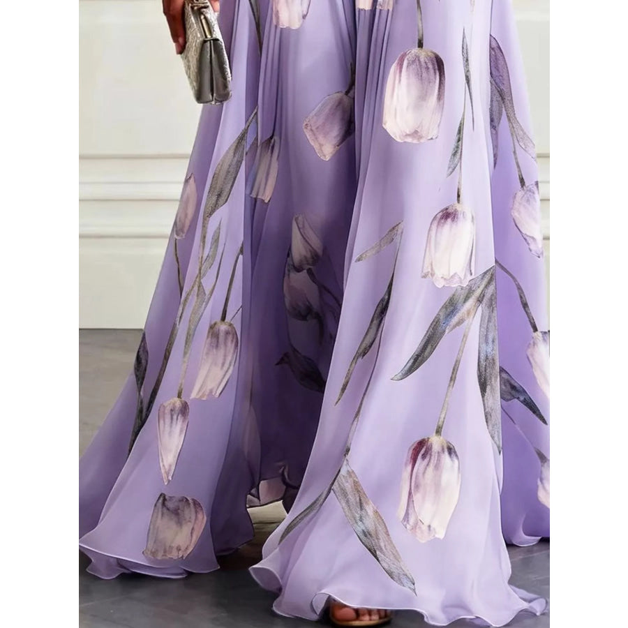 Full Size Sleeveless Floral Print Maxi Dress Plus Apparel and Accessories