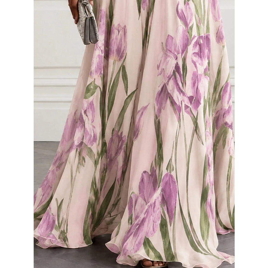Full Size Sleeveless Floral Print Maxi Dress Plus Apparel and Accessories
