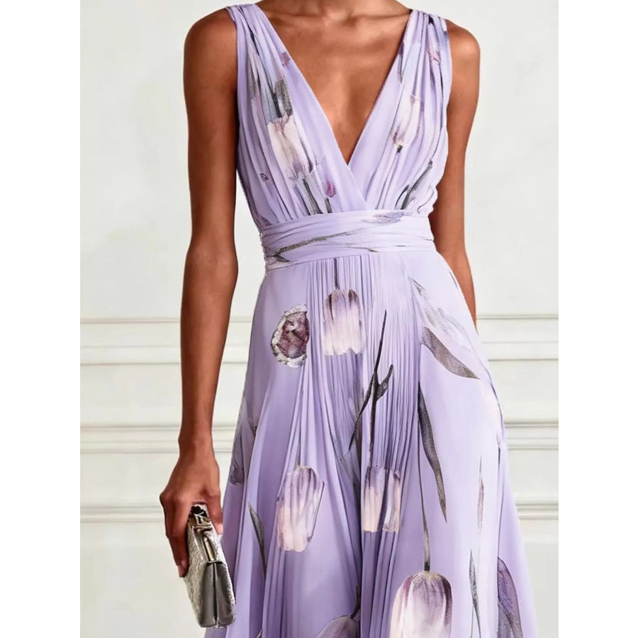 Full Size Sleeveless Floral Print Maxi Dress Plus Apparel and Accessories