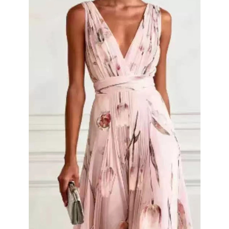 Full Size Sleeveless Floral Print Maxi Dress Plus Apparel and Accessories