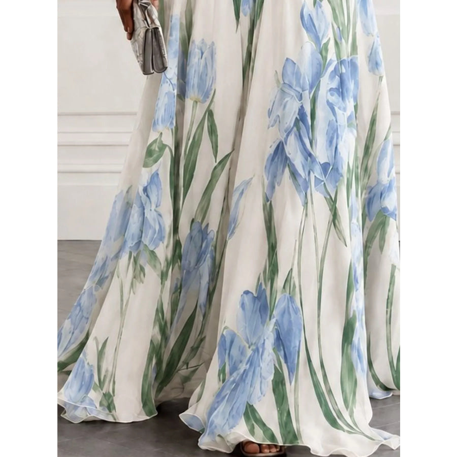 Full Size Sleeveless Floral Print Maxi Dress Plus Apparel and Accessories