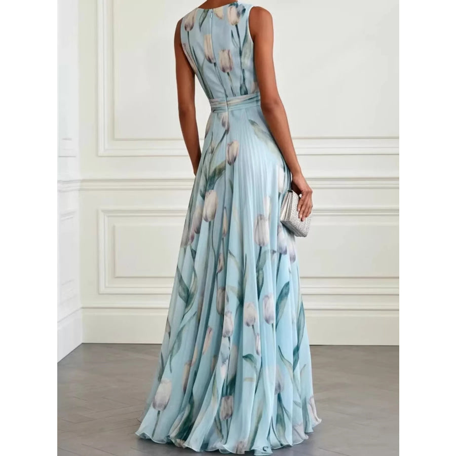 Full Size Sleeveless Floral Print Maxi Dress Plus Apparel and Accessories