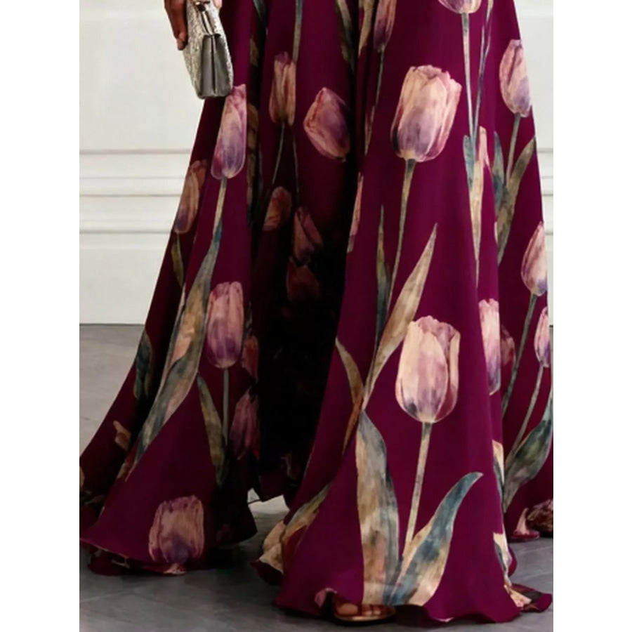 Full Size Sleeveless Floral Print Maxi Dress Plus Apparel and Accessories