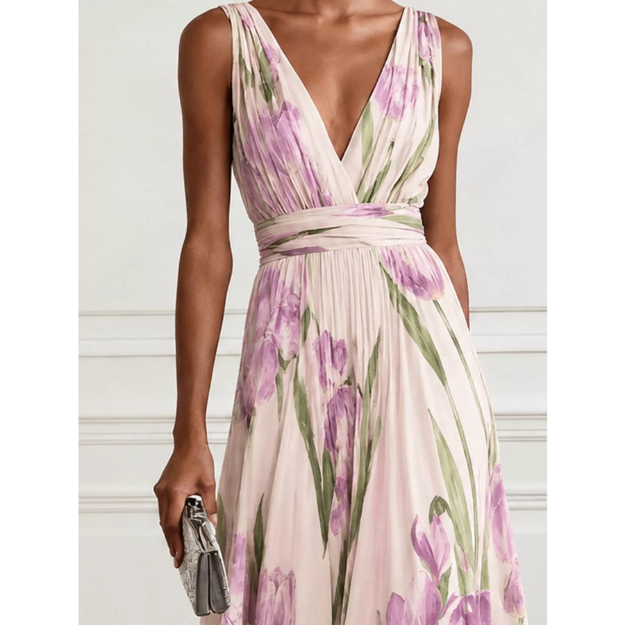 Full Size Sleeveless Floral Print Maxi Dress Plus Apparel and Accessories