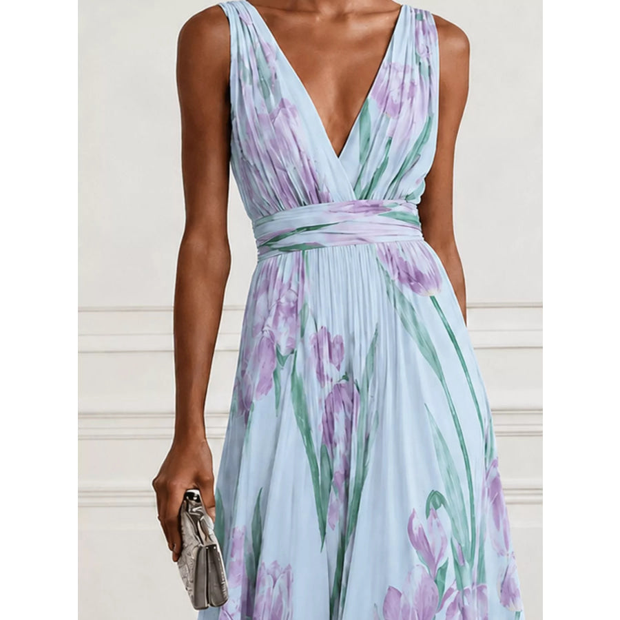 Full Size Sleeveless Floral Print Maxi Dress Plus Apparel and Accessories