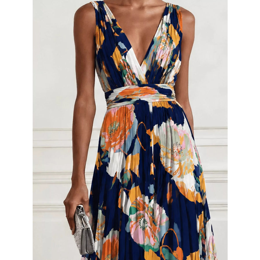 Full Size Sleeveless Floral Print Maxi Dress Plus Apparel and Accessories