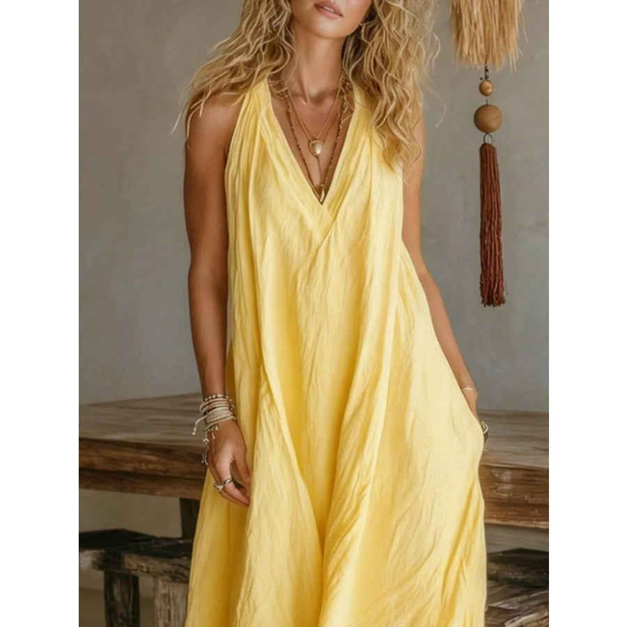 Full Size Sleeveless Flowy Maxi Dress Plus Size Apparel and Accessories