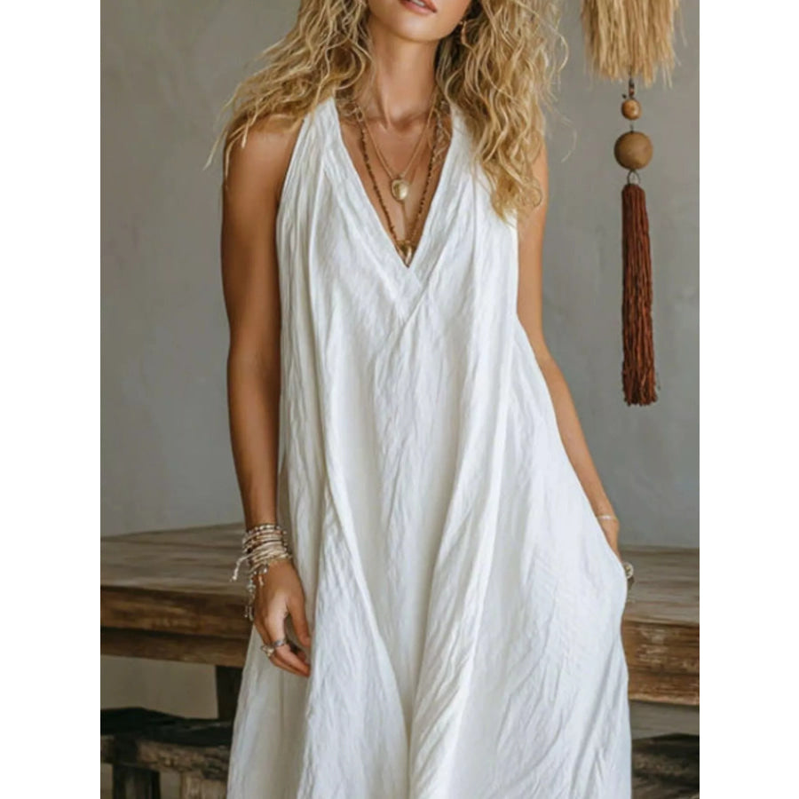 Full Size Sleeveless Flowy Maxi Dress Plus Size Apparel and Accessories