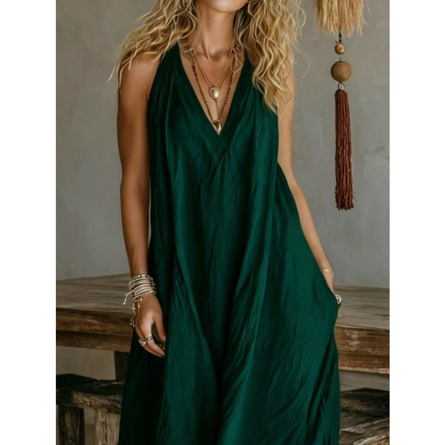 Full Size Sleeveless Flowy Maxi Dress Plus Size Apparel and Accessories