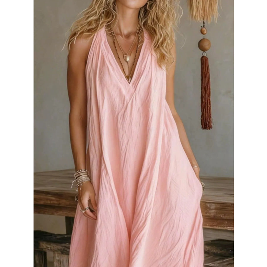 Full Size Sleeveless Flowy Maxi Dress Plus Size Apparel and Accessories