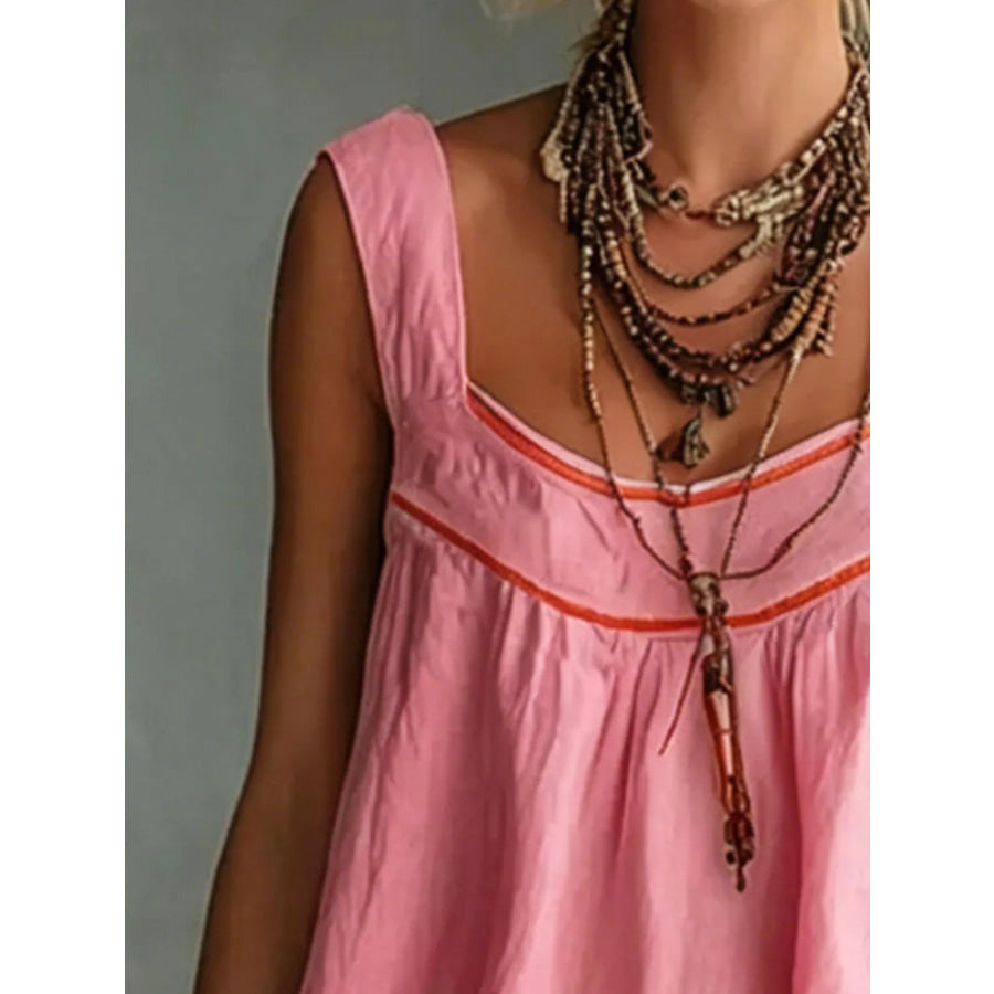 Full Size Sleeveless Tiered Mini Dress Plus Apparel and Accessories