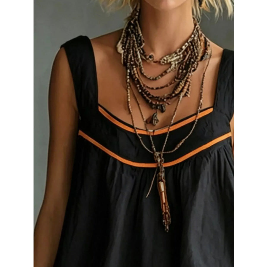 Full Size Sleeveless Tiered Mini Dress Plus Apparel and Accessories