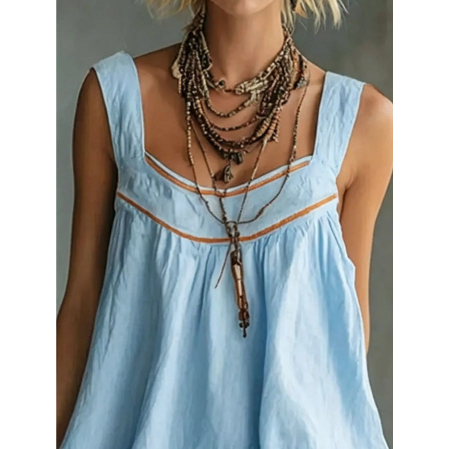 Full Size Sleeveless Tiered Mini Dress Plus Apparel and Accessories
