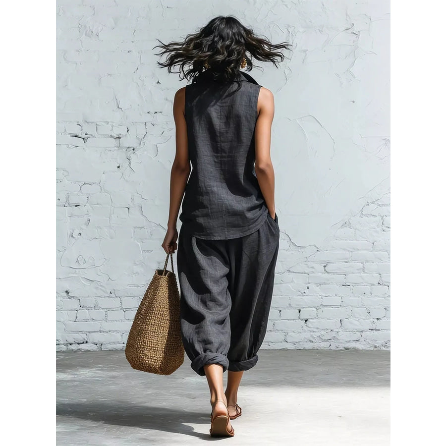 Full Size Sleeveless Top and Pants Two-Piece Set Plus Apparel Accessories