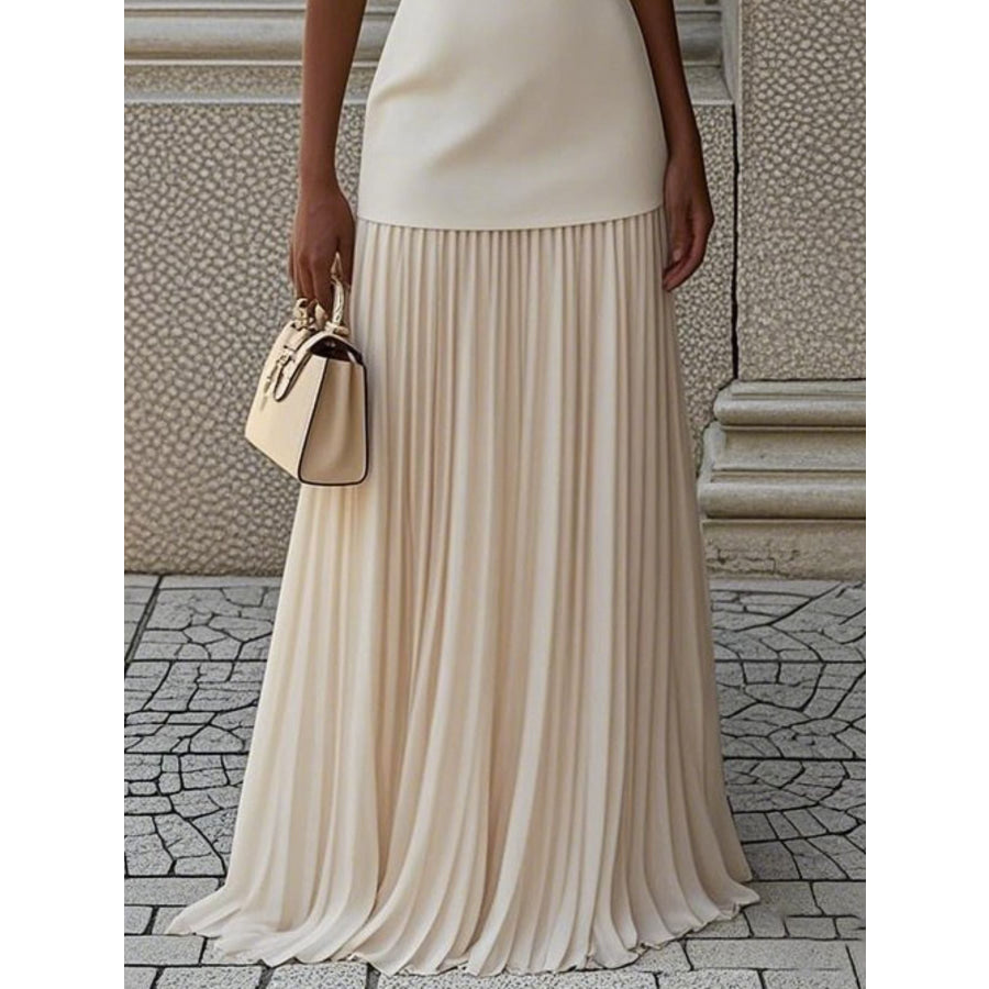 Full Size Sleeveless Top and Pleated Maxi Skirt Set Plus Size White / S Apparel and Accessories