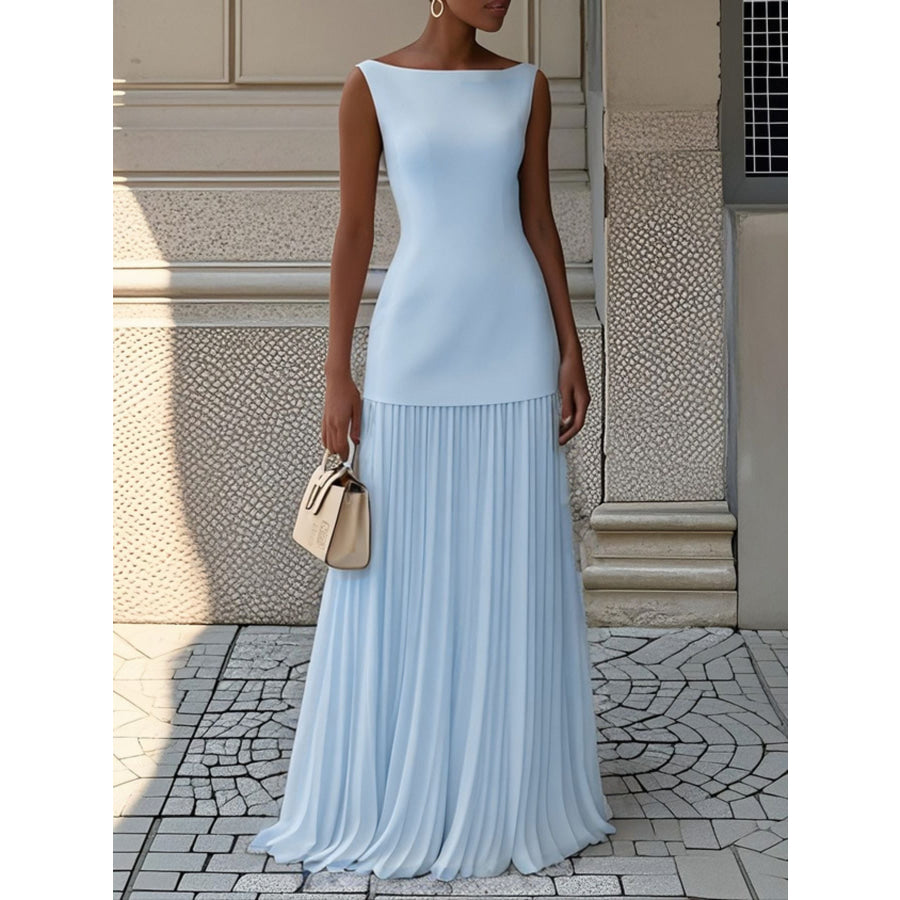 Full Size Sleeveless Top and Pleated Maxi Skirt Set Plus Size Light Blue / S Apparel and Accessories