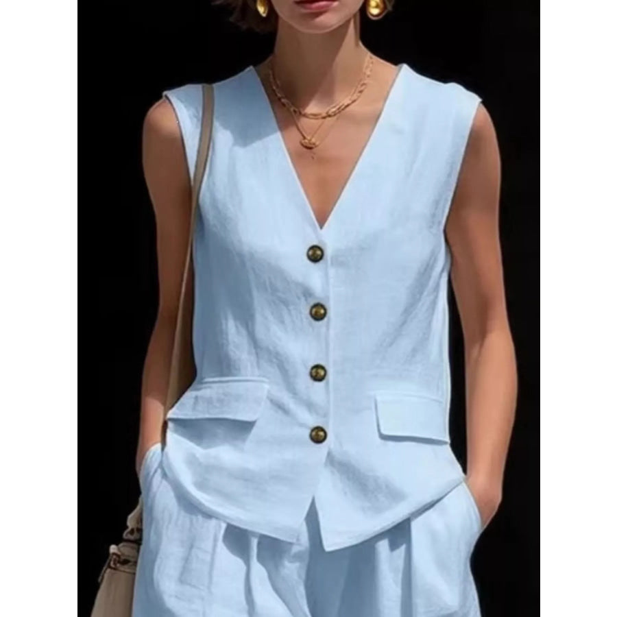 Full Size Sleeveless Vest and Shorts Set Plus Size Apparel and Accessories