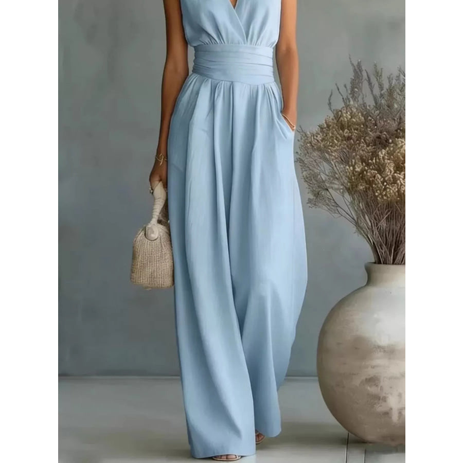 Full Size Sleeveless Wide Leg Jumpsuit Plus Size Apparel and Accessories