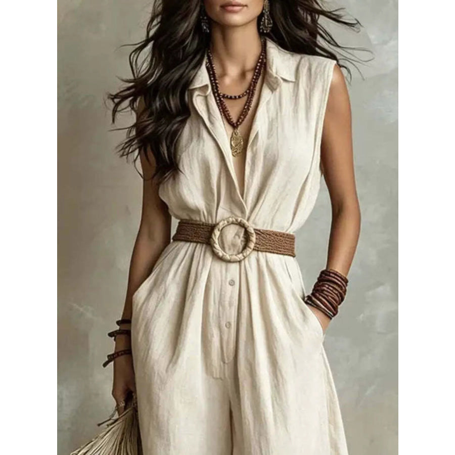 Full Size Sleeveless Wide Leg Jumpsuit Plus Size Apparel and Accessories