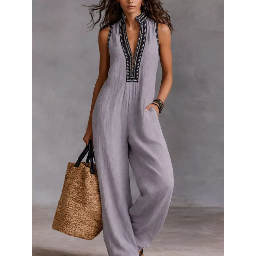 Full Size Sleeveless Wide-Leg Jumpsuit Plus SIze Lavender / S Apparel and Accessories